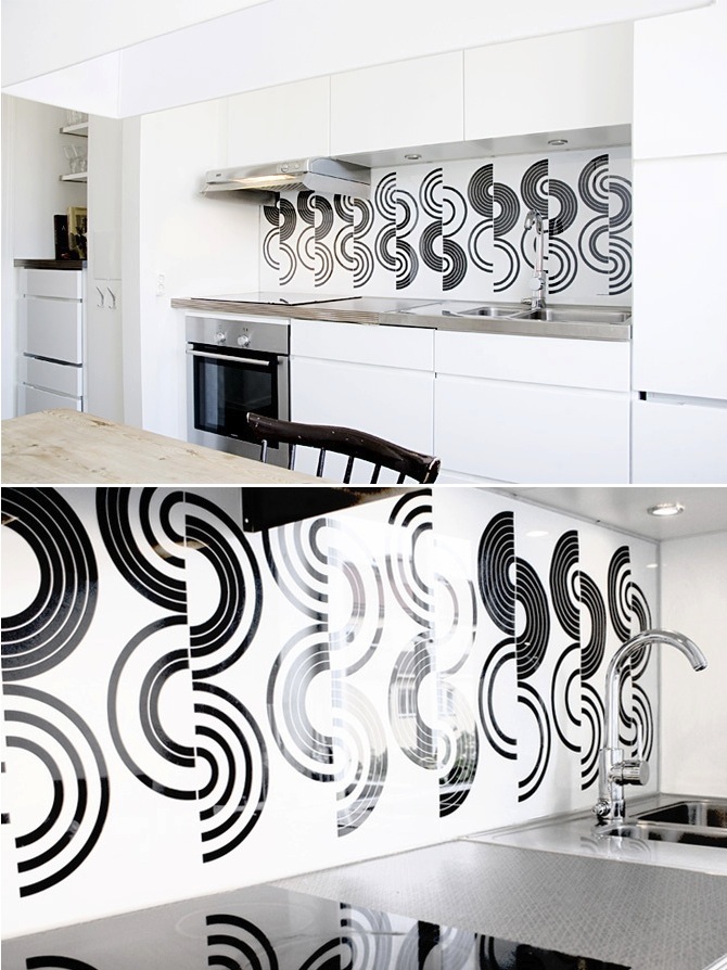 black and white backsplash