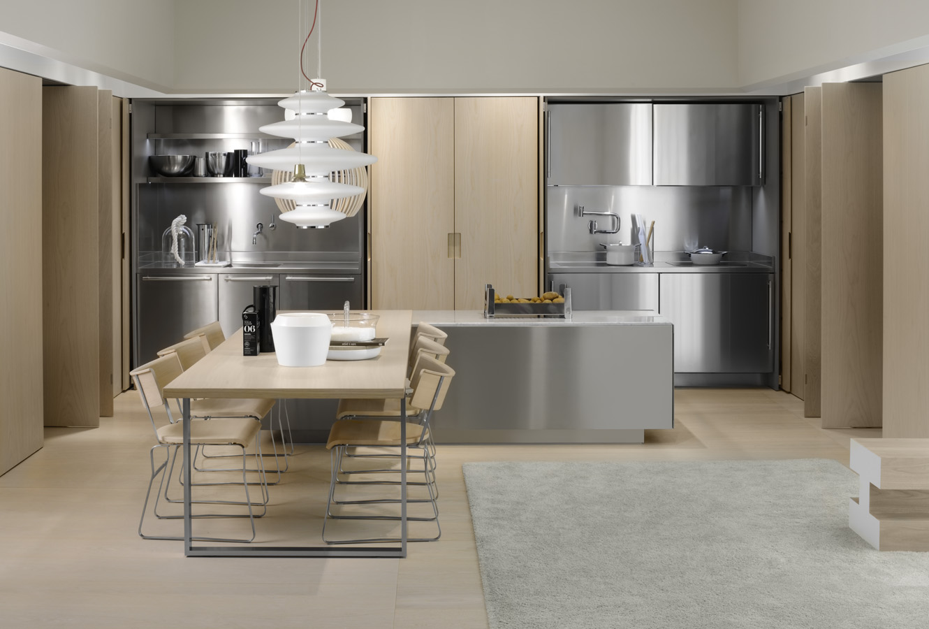 simple kitchen with aluminium designs