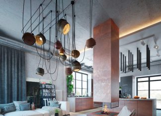 modern apartment with industrial decor