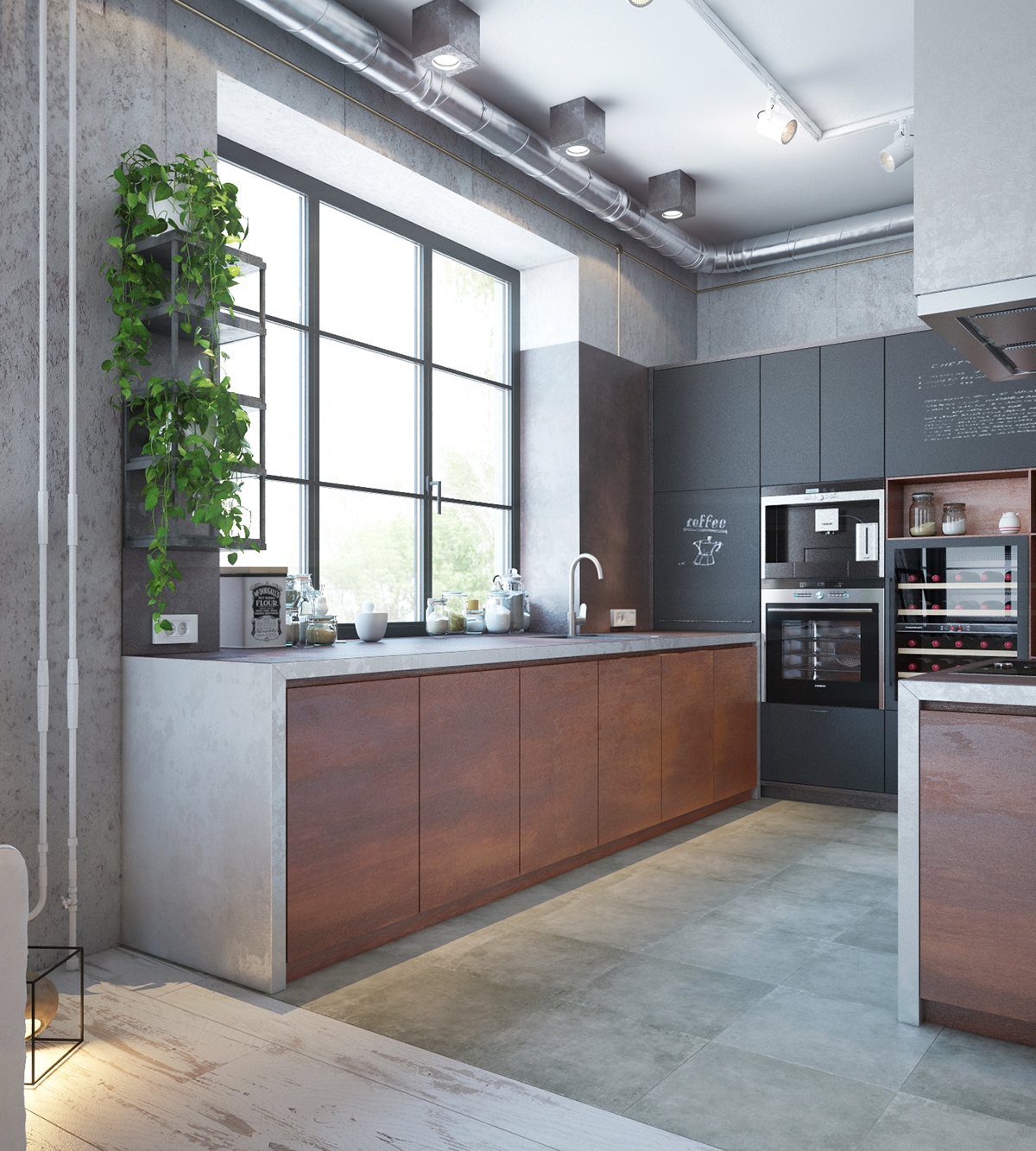 modern apartment with industrial theme