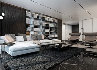 Dark living room interior design