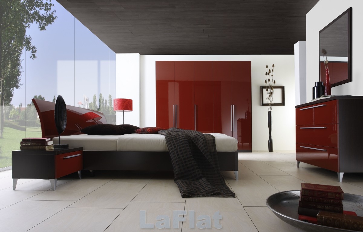 simple red bedroom design