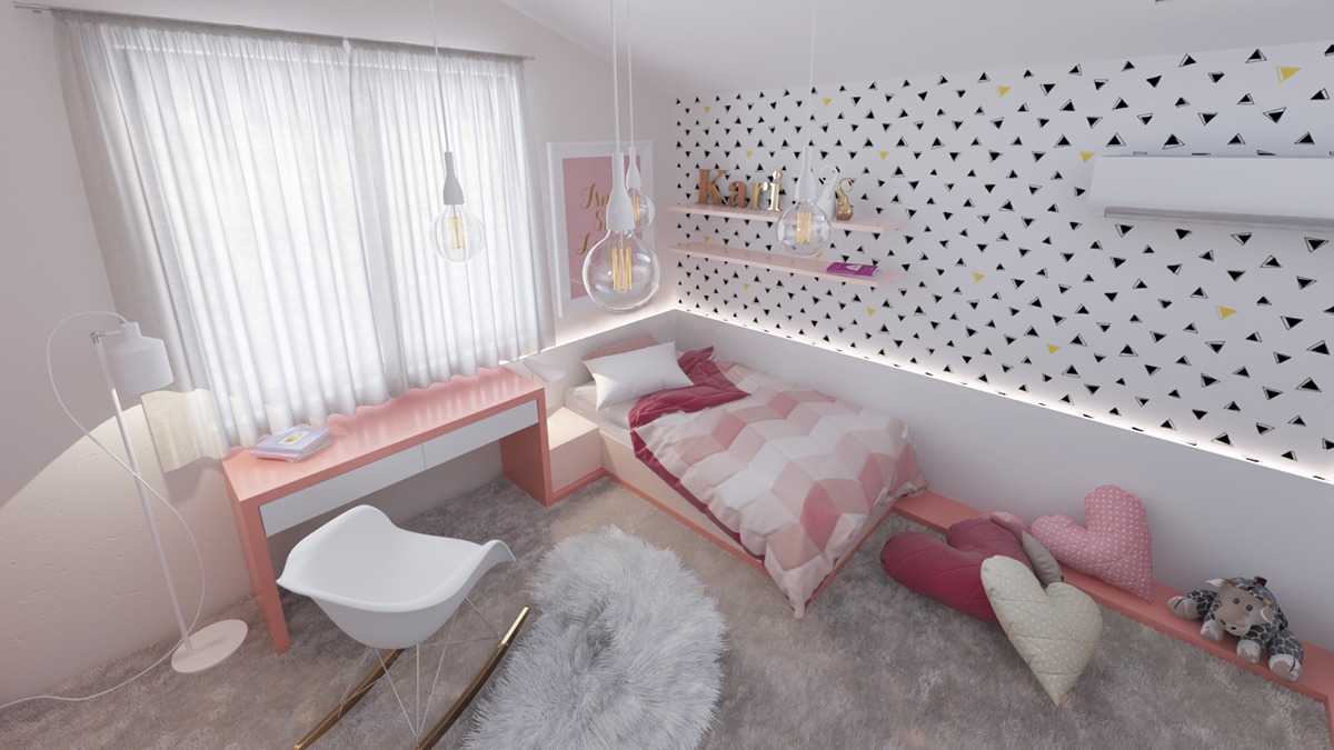 cute pink color for bedroom