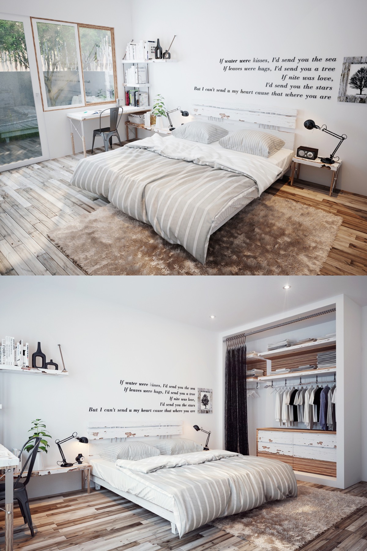 Scandinavian white bedroom design