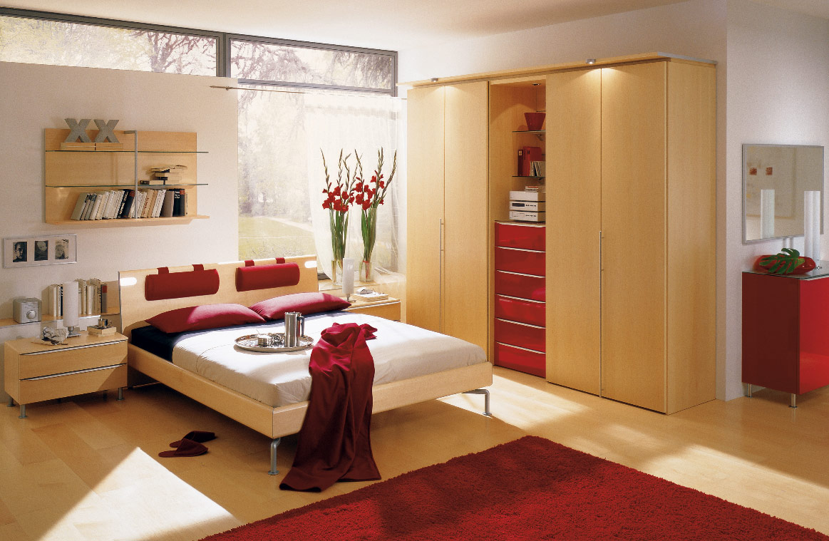 modern red bedroom design