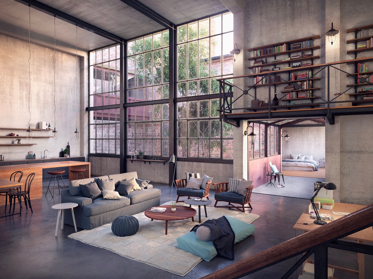 Industrial living room design