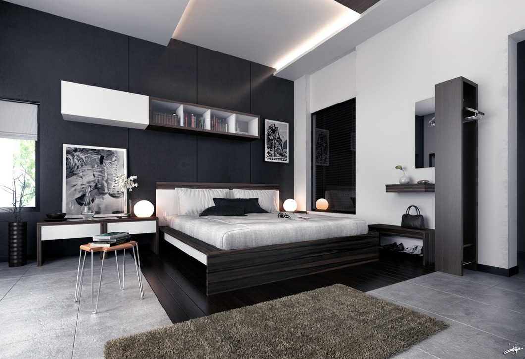 black and white bedroom design