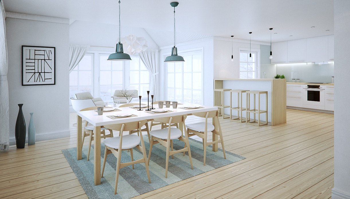 white dining room concept