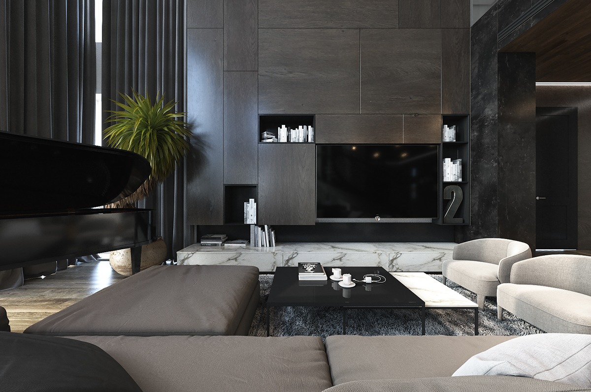 modern dark living room