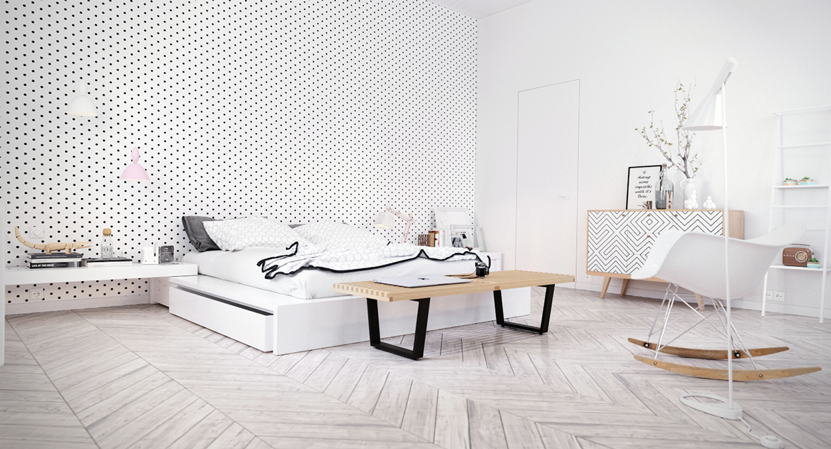 Scandinavian white bedroom furnitures