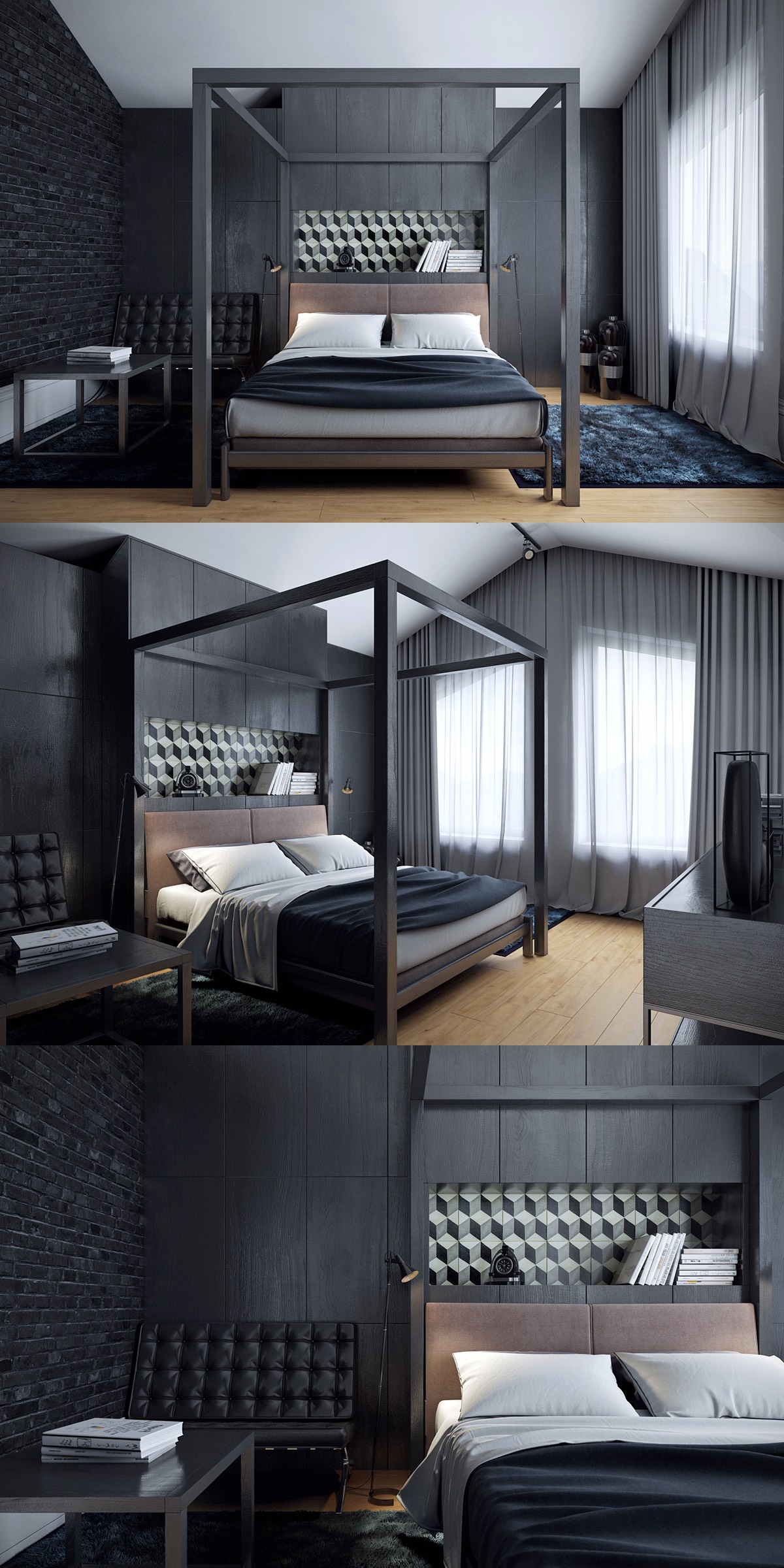 Dark bedroom concept