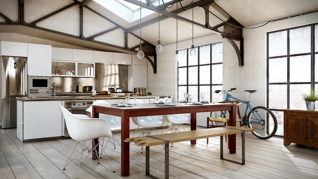 white modern dining room design