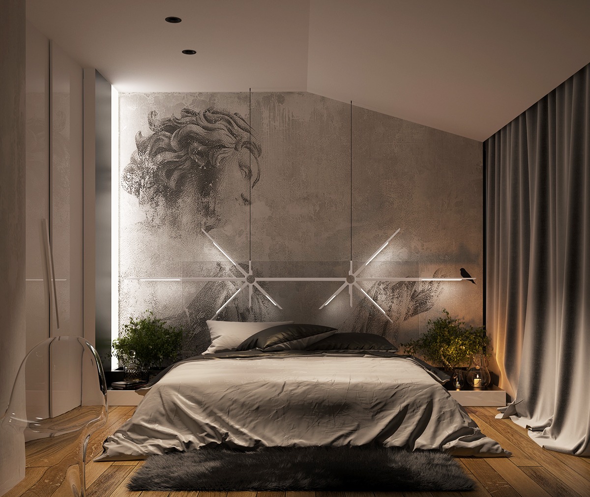 Stunning Bedroom Lighting Design Which Makes Effect Floating Of The Bed