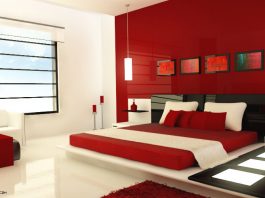 minimalist red bedroom design