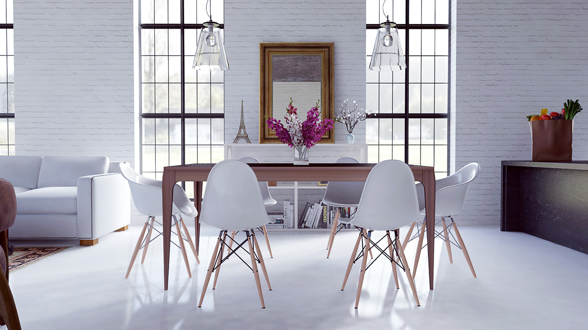 modern white dining room design