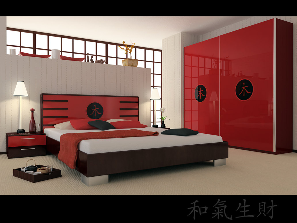modern red bedroom design
