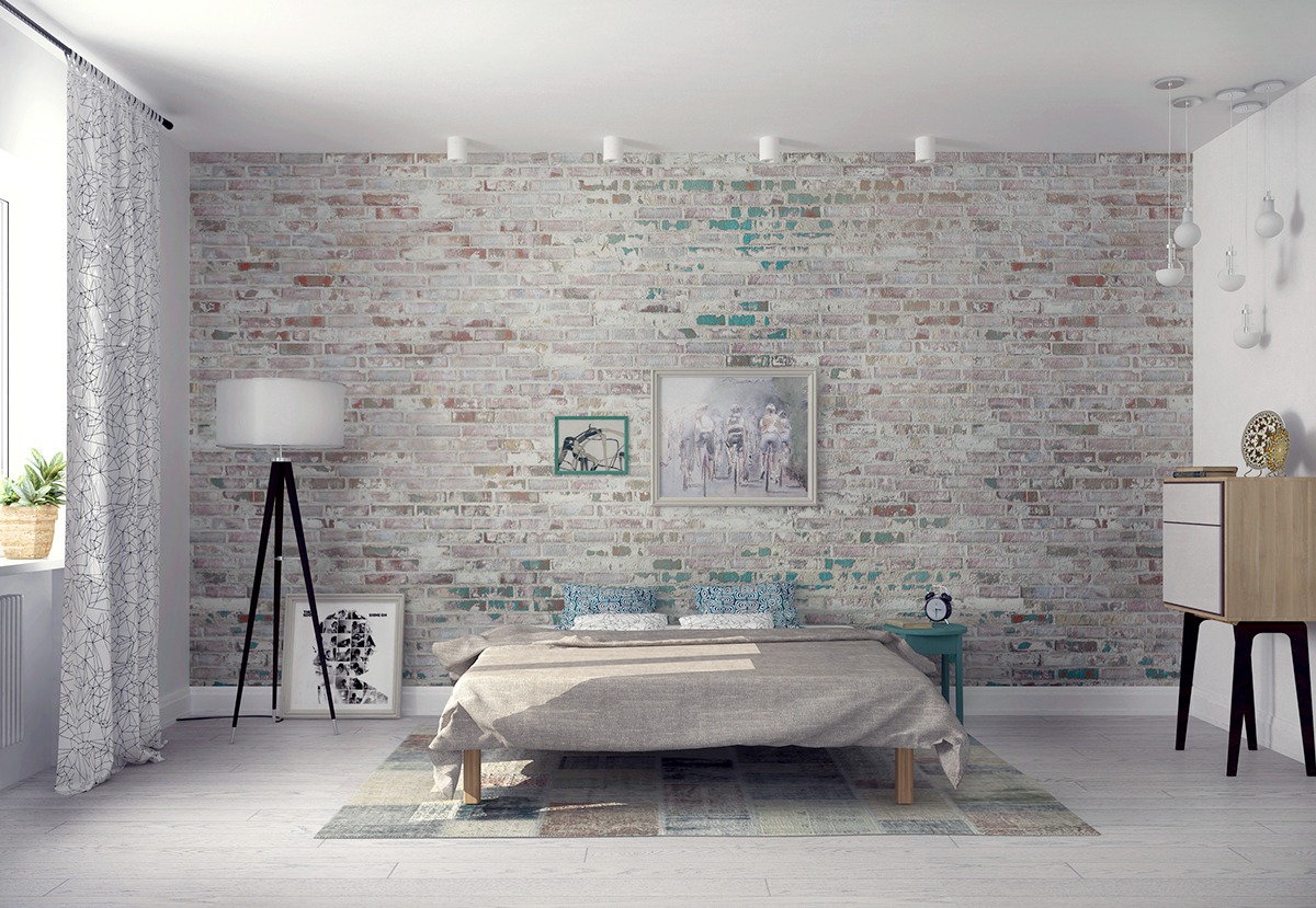 beauty brick wall bedroom