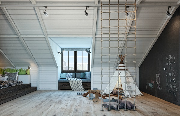 Amazing boys nursery loft design