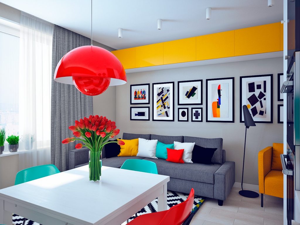 Colorful studio apartment design