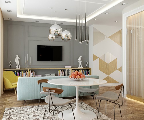 Classic design and scandinavian elements in living room