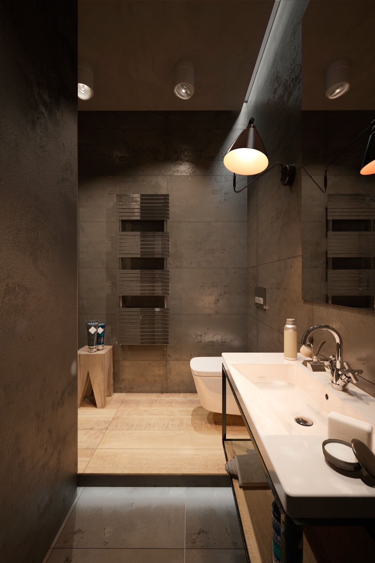 Dark bathroom concept decor