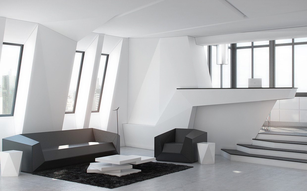 studio apartment design inspiration with futuristic interior