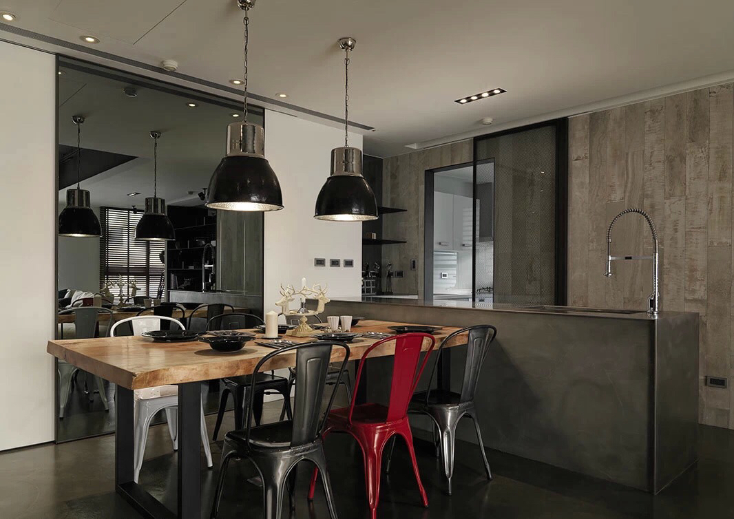 Industrial kitchen design with Asian influence