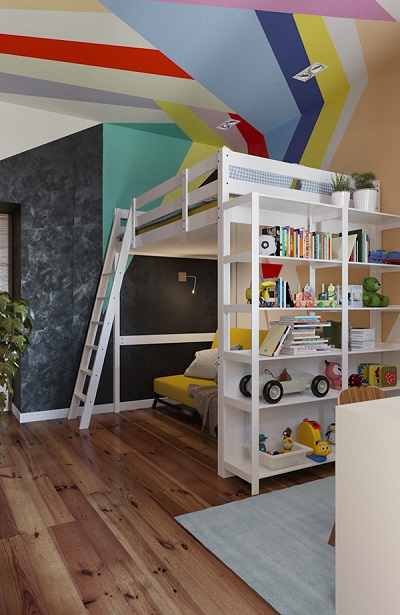 Modern design of bunk bed using colorful theme