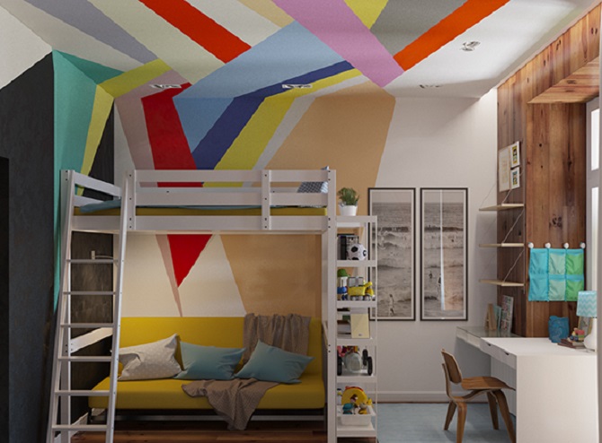 Modern design of bunk bed for kids