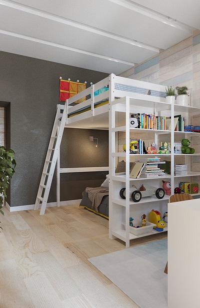 Modern design of bunk bed is suitable for kids