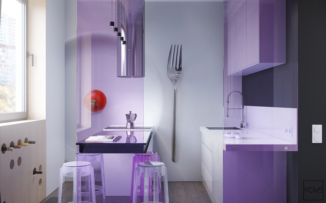 Modern Small Apartment Design With Purple Color - RooHome