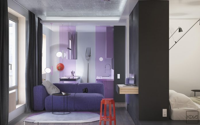 Small Apartment Decorated in Purple