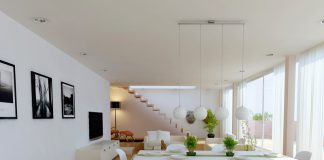 minimalist white dining room
