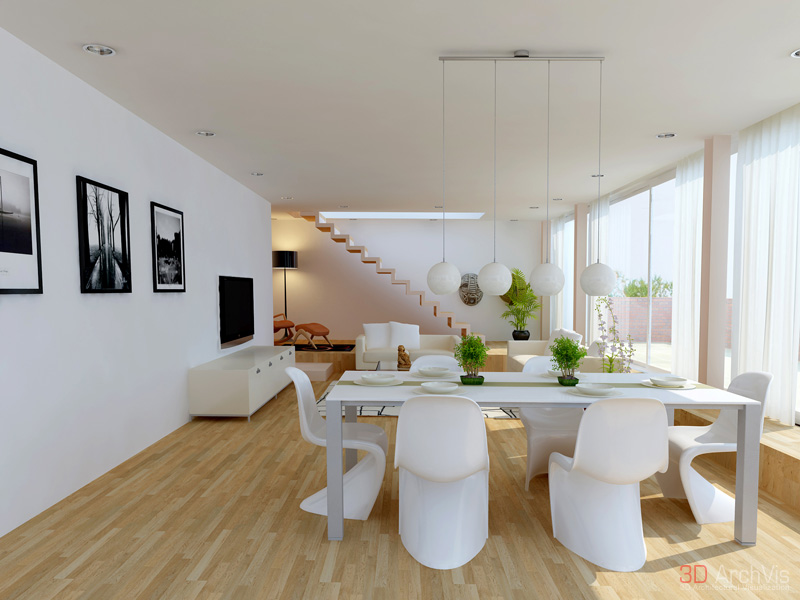 minimalist white dining room