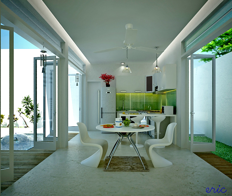 white dining room concept design