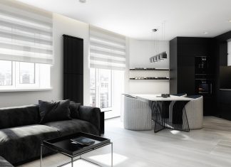 minimalist black and white apartment