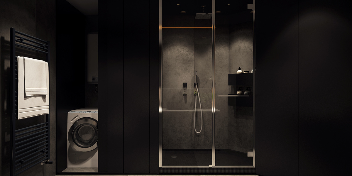 black bathroom apartment design