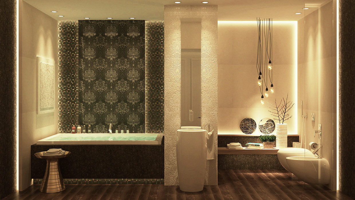 luxury bathroom with stunning decor