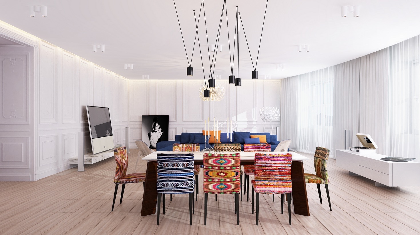 colorful modern dining room