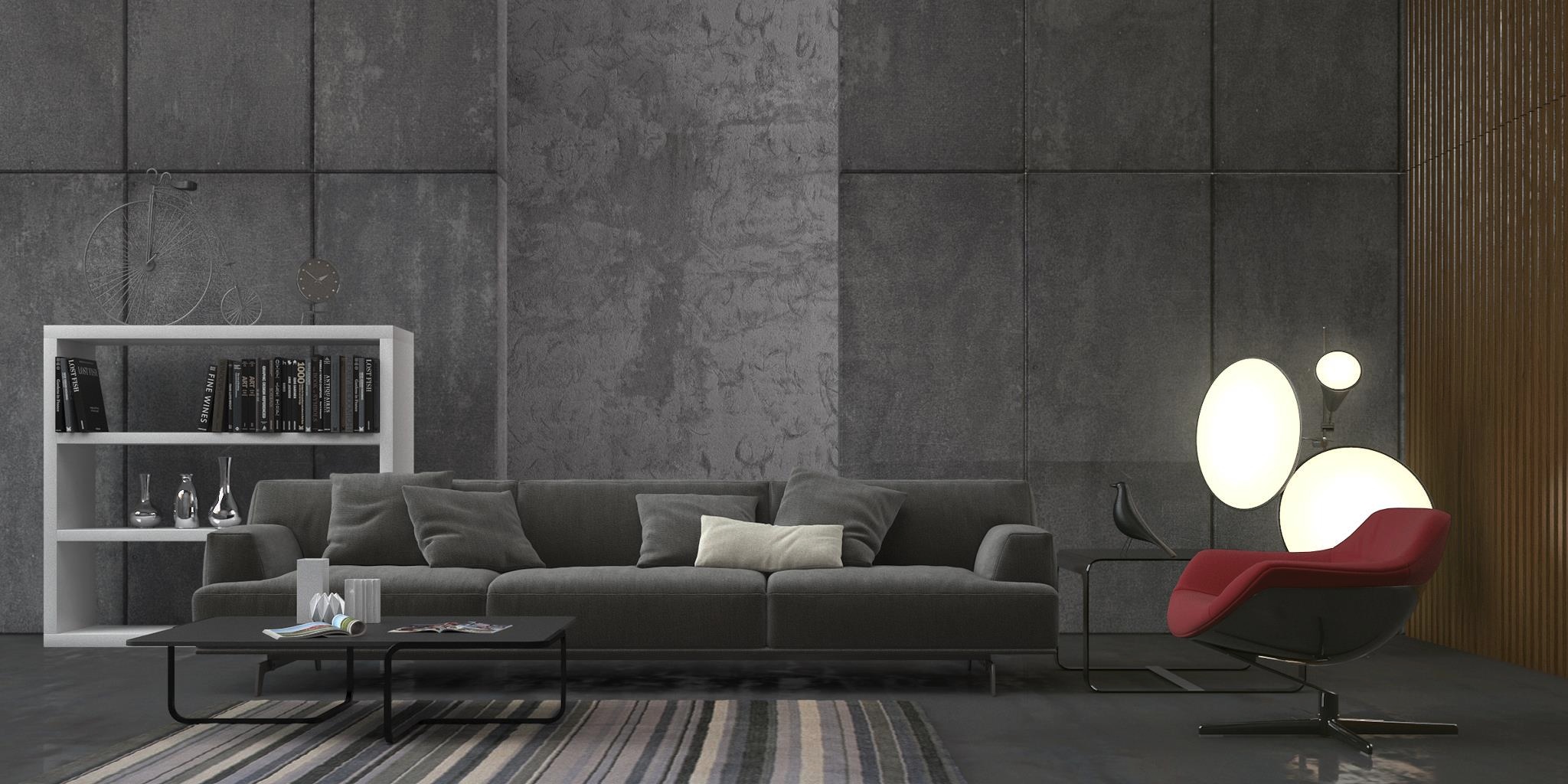 Minimalist grey on sale living room