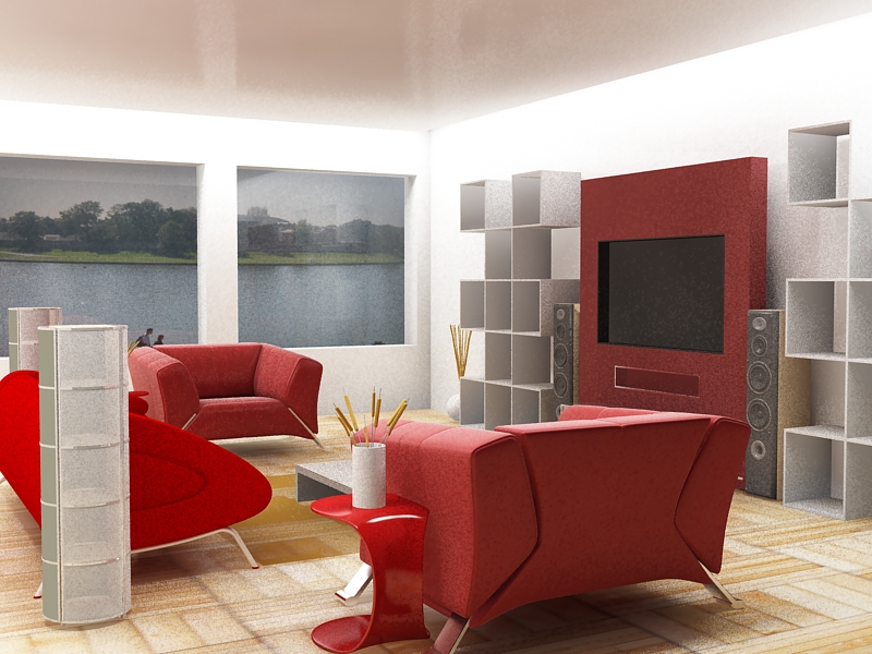 red furniture for decorating living room