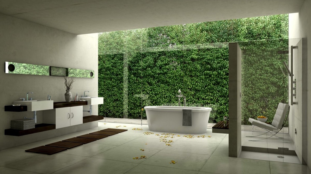 bathroom design showing nature view