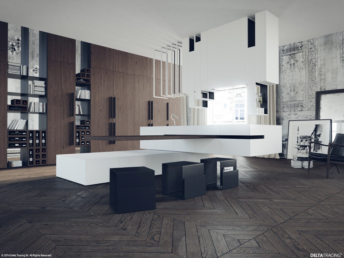 minimalist white wooden kitchen