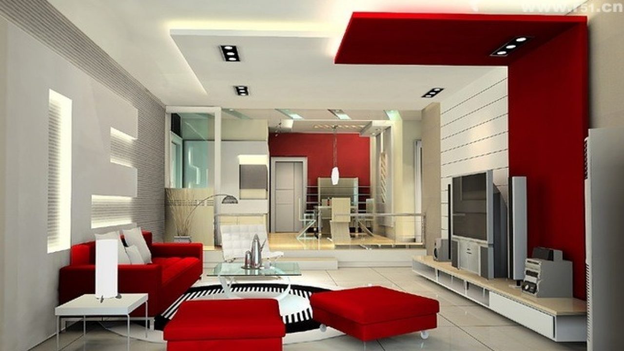 Attractive Red and White Living Room Interior Designs