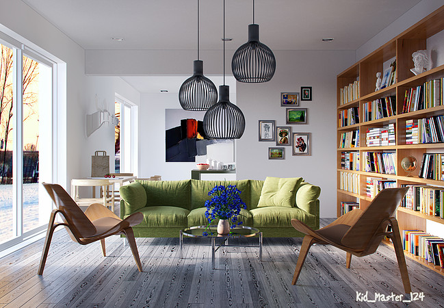 green accent for living room