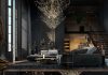 black living room design