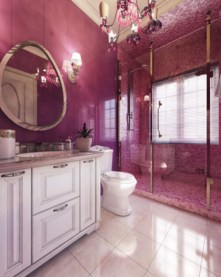 Decorating Small Bathroom Designs With Colorful Paint Wall Making It