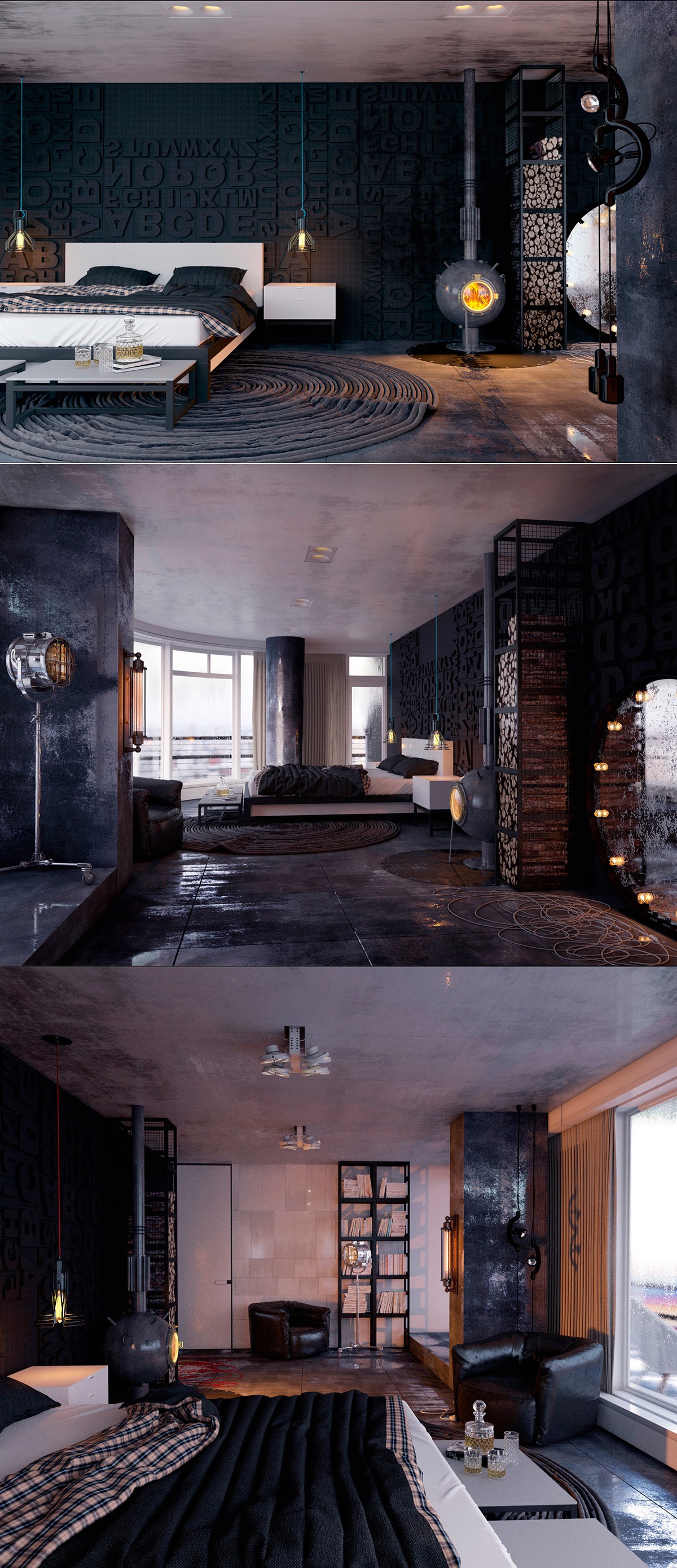 masculine dark bedroom design