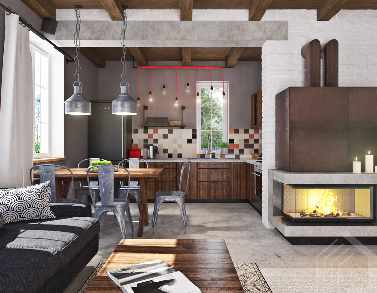 Studio Apartment Design With Industrial Decor Looks So