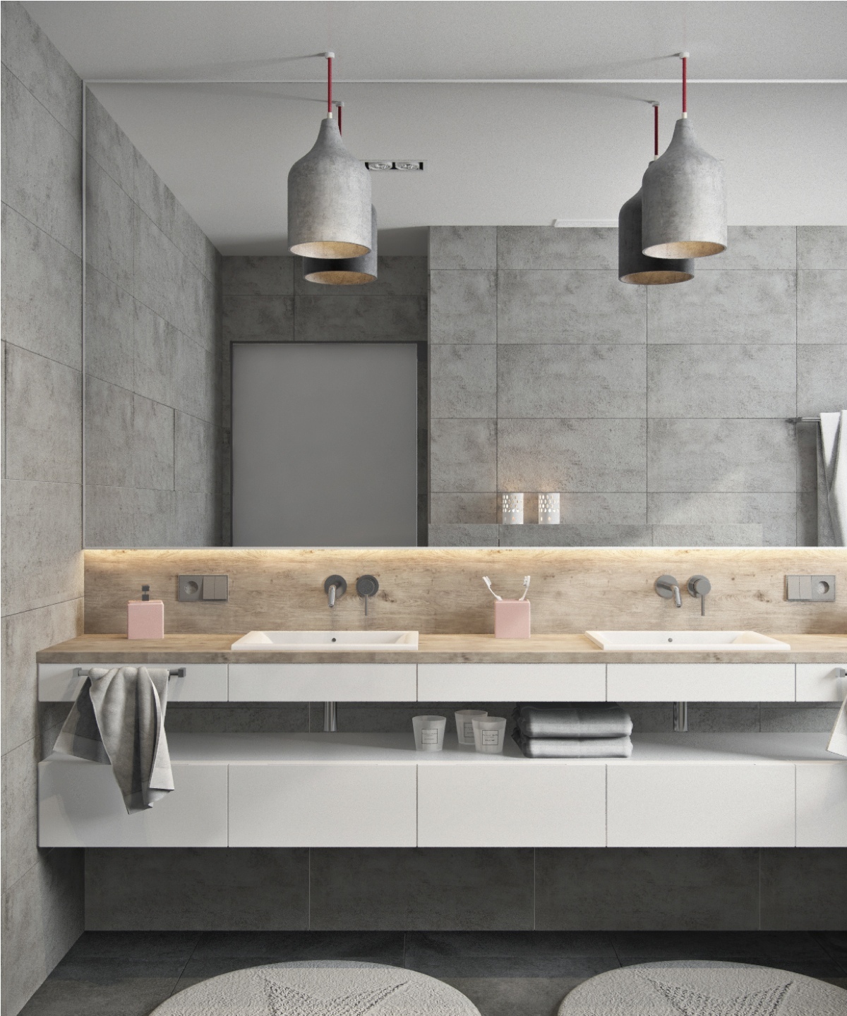 minimalist gray apartment bathroom decorating